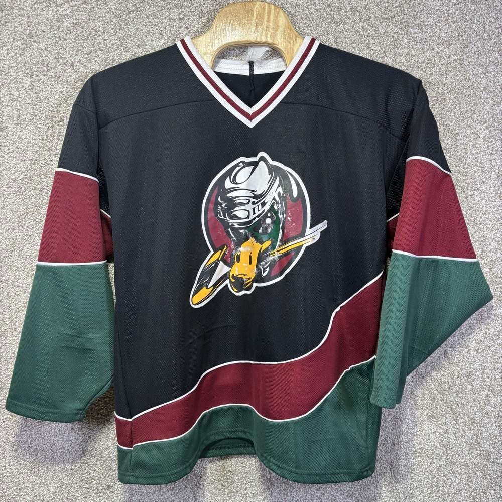 Quad City Mallards Hockey Jersey Mens Large Black Green Maroon Vintage 90s #17